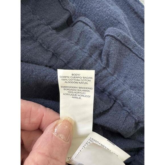 Lucky Brand Navy Blue Embroidered Tie Neck Tassel Bohemian Blouse‎ Womens Medium - Picture 3 of 8